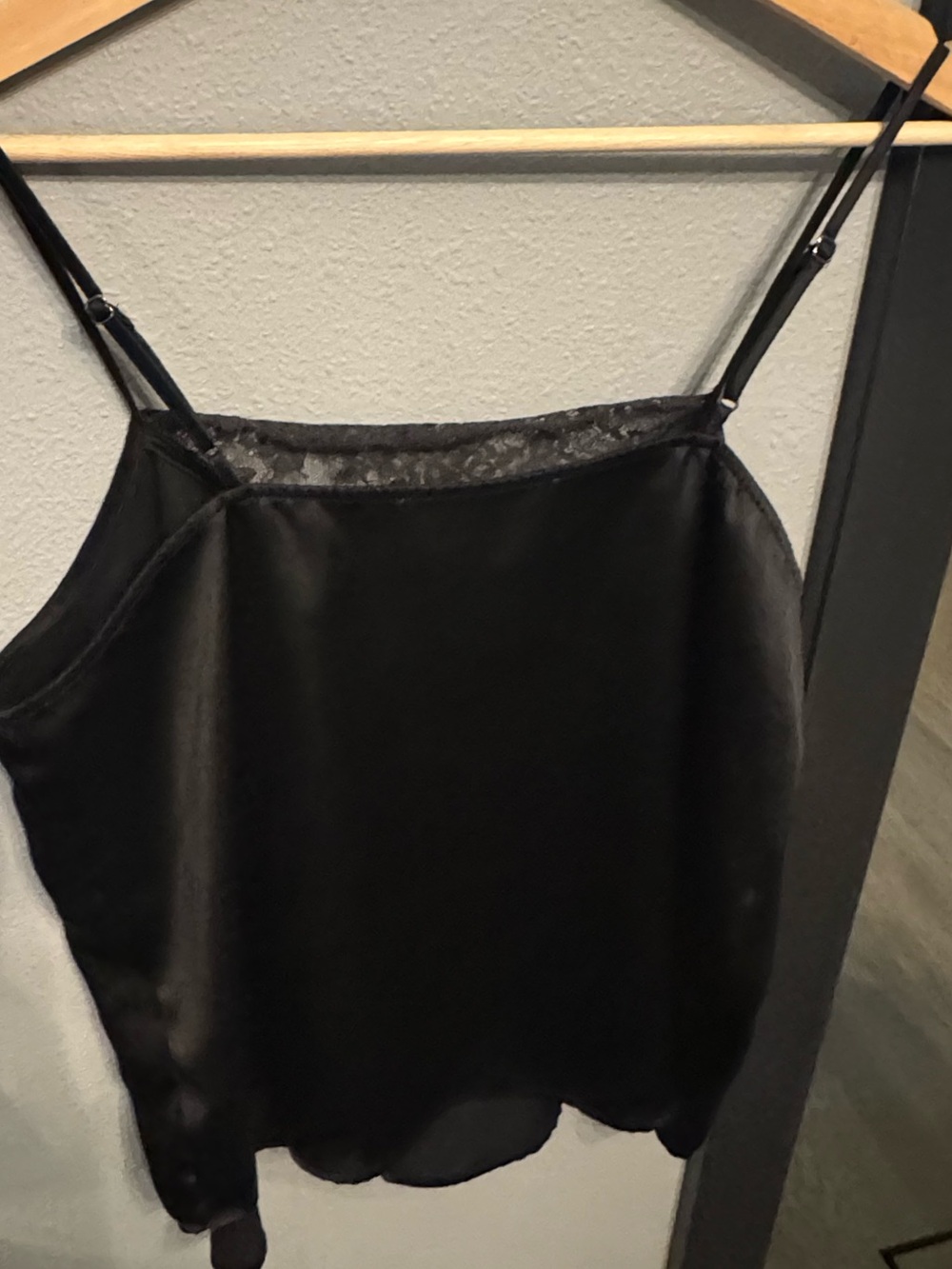 Black Satin Lace-Trim Cami Top - Women Intimates & Sleepwear 🖤 - Picture 8 of 9